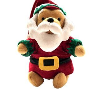 Vintage Disney Store Winnie the Pooh Christmas Santa Plush Stuffed Animal